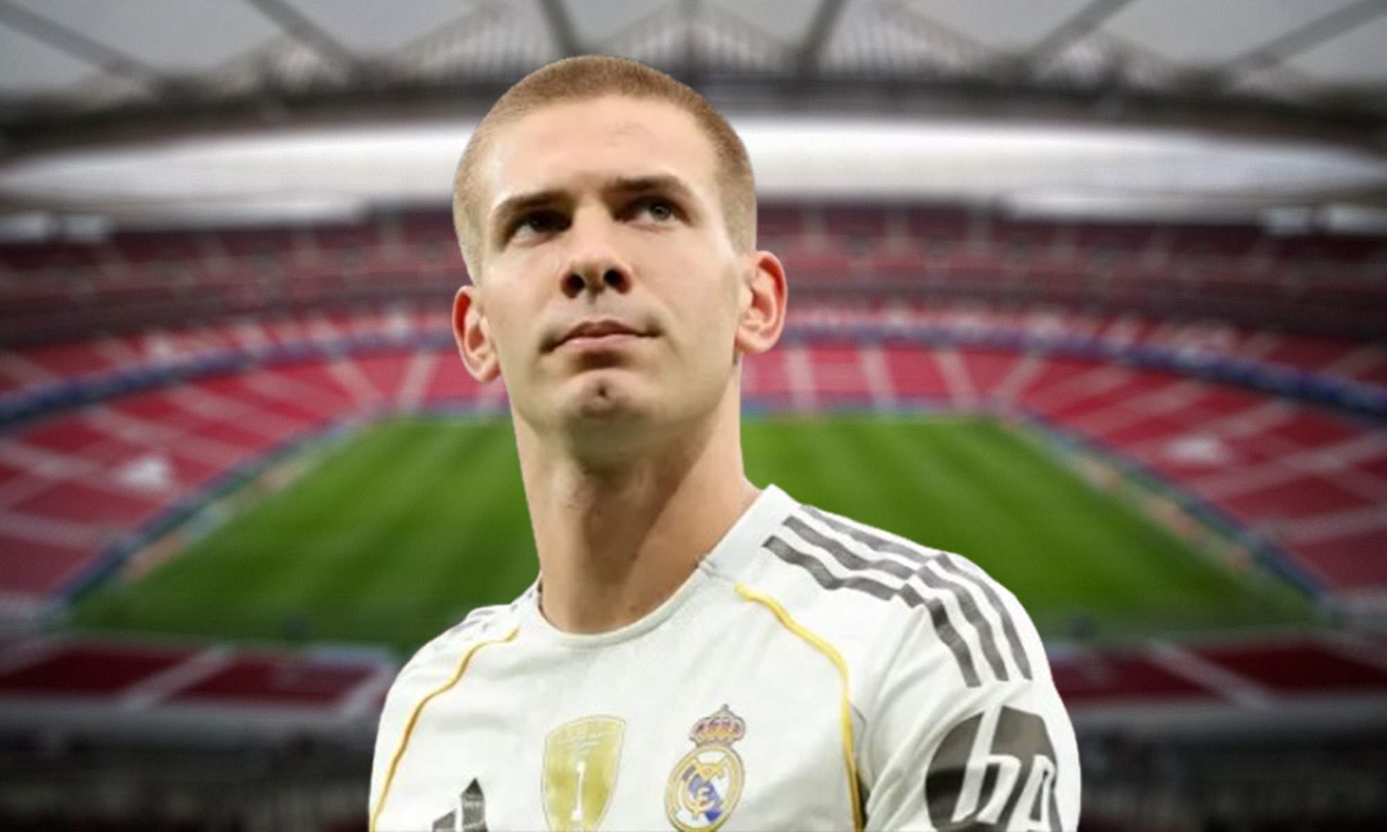 Franco Mastantuono y el estadio de Atlético de Madrid.