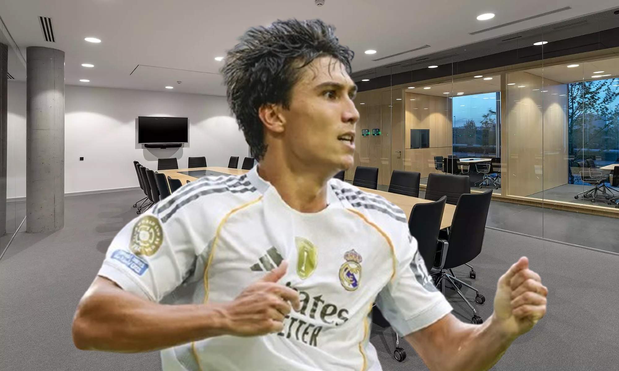 Gonzalo García en las oficinas del Real Madrid en Valdebebas.