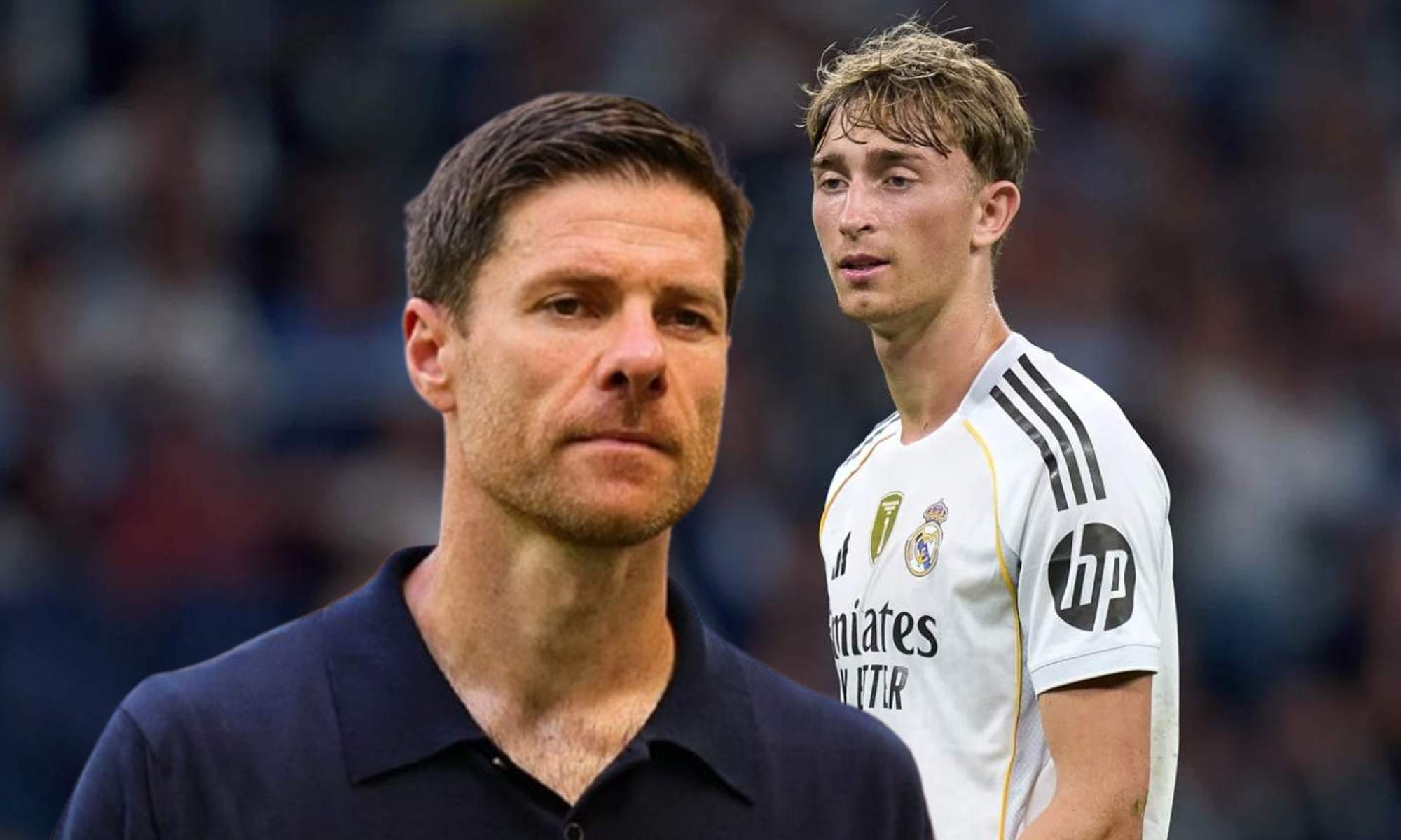 Xabi Alonso y una foto de Dean Huijsen.