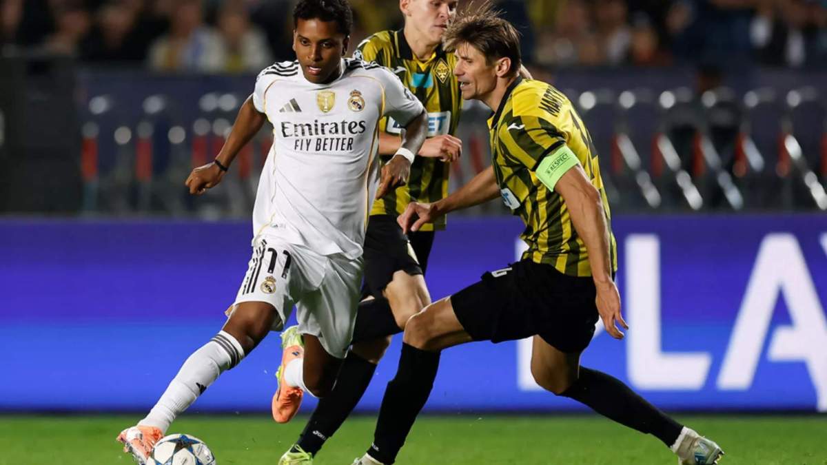 Rodrygo en un lance del juego durante el partido ante el Kairat Rodrygo en un lance del juego durante el partido ante el Kairat