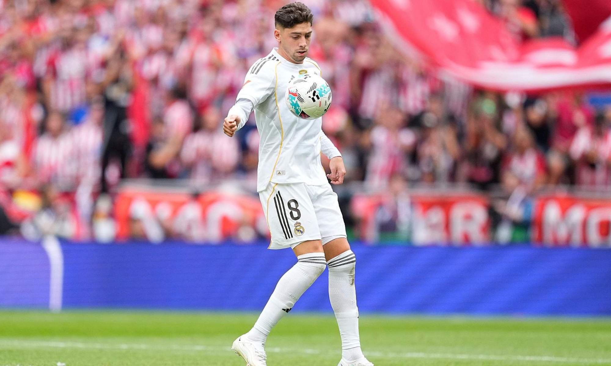 Fede Valverde, en el derbi del Metropolitano del pasado sábado, que fue su último partido con el Real Madrid.