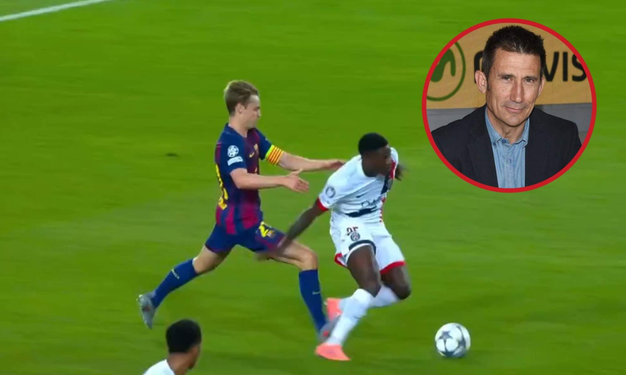 La entrada de Frenkie De Jong sobre Nuno Mendes era digna de tarjeta roja, pero Carlos Martínez no lo querido ver así.