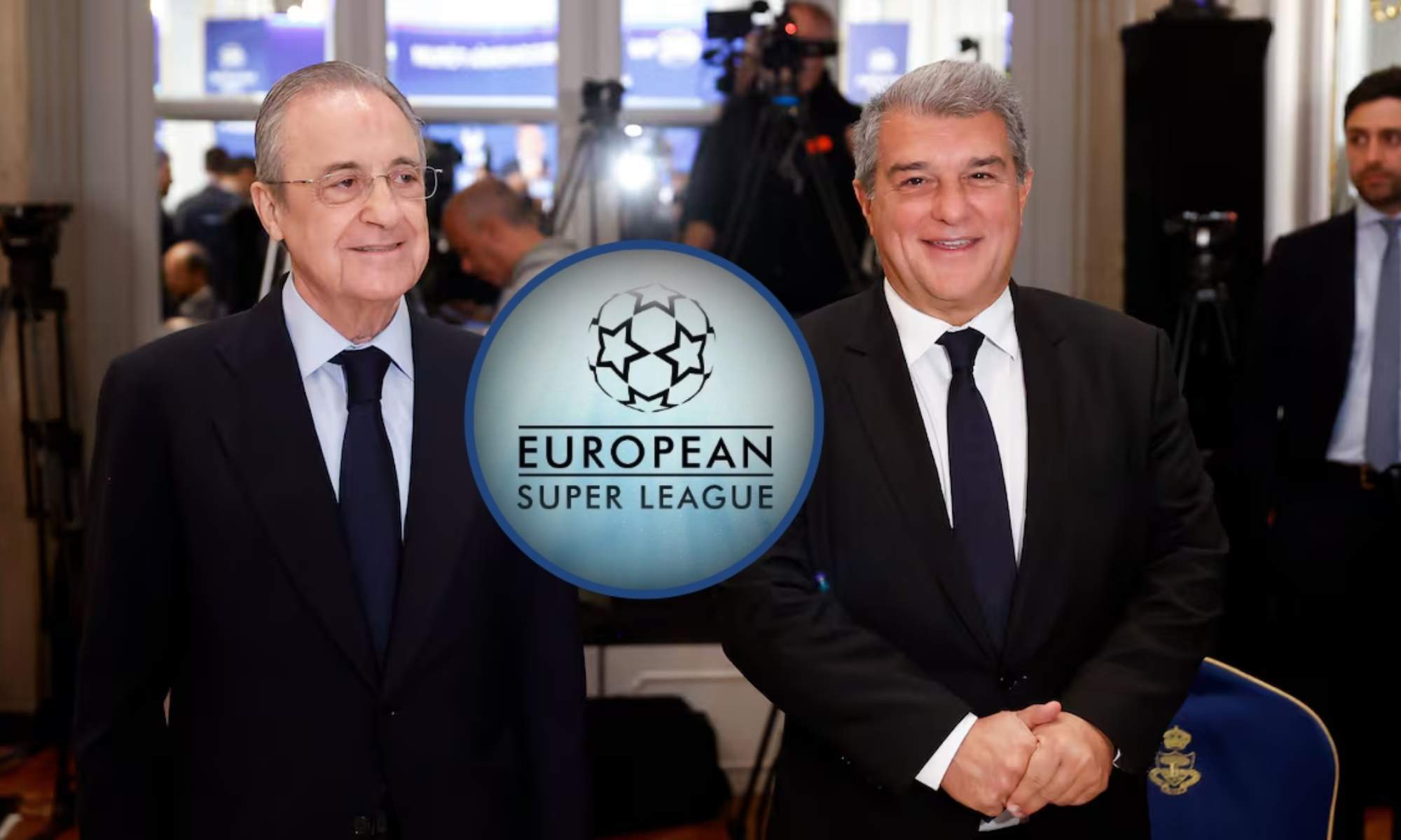 Florentino Pérez aún mantiene el apoyo de Joan Laporta con la Superliga, pero hay rumores de que el Barça podría salirse del proyecto.