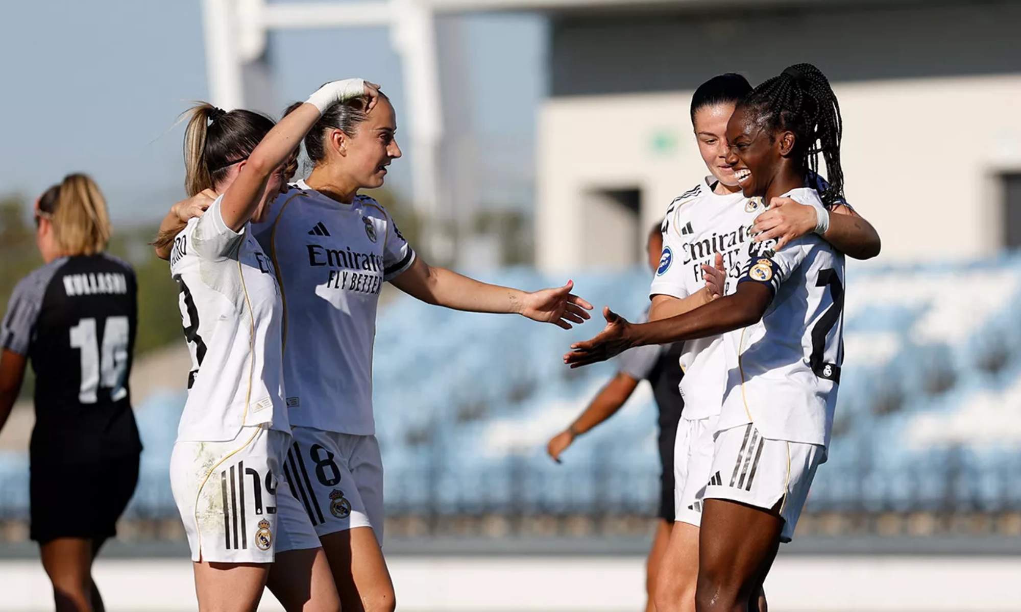 Naomie Feller, celebrando el gol del Real Madrid ante el Badalona. Naomie Feller, celebrando el gol del Real Madrid ante el Badalona.