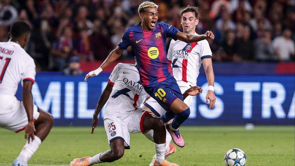 Lamine Yamal jugando contra el Rayo Vallecano. Lamine Yamal jugando contra el Rayo Vallecano.