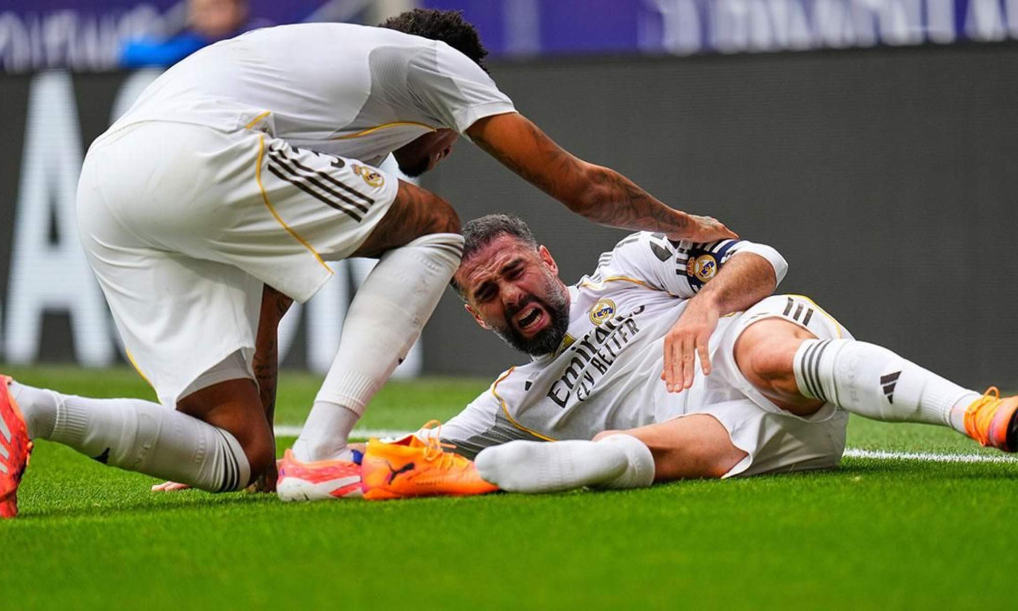 Dani Carvajal cayó lesionado en el encuentro ante el Atlético, en el Metropolitano, del pasado 27 de septiembre.