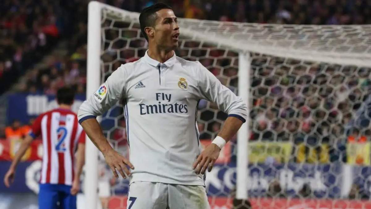 Cristiano Ronaldo, celebrando un gol contra el Atlético de Madrid.