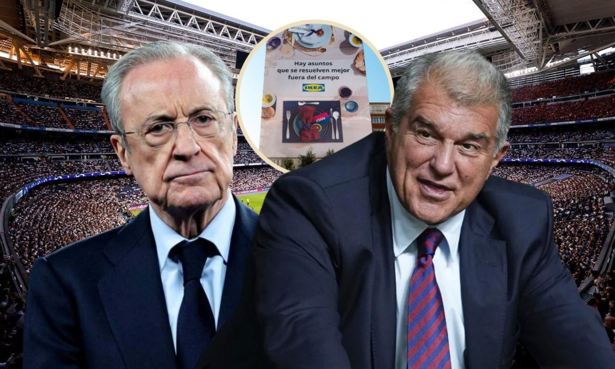 Florentino Pérez y Joan Laporta han sido reclamados por una campaña de Ikea para que retomen las relaciones institucionales convencionales entre Real Madrid y Barcelona.