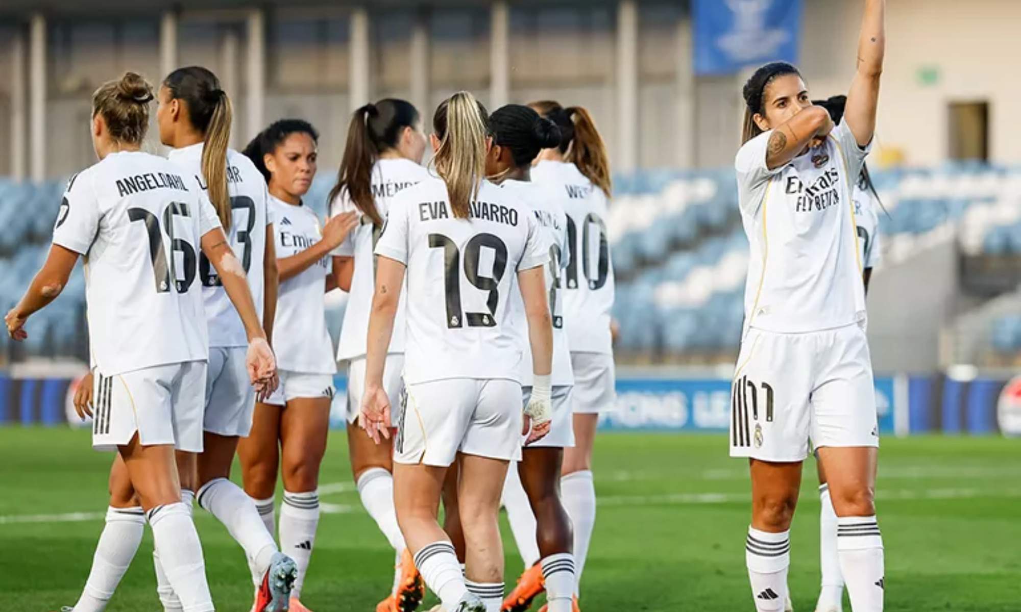 Alba Redondo, celebrando uno de los goles del Real Madrid ante la Roma en el partido de esta tarde. Alba Redondo, celebrando uno de los goles del Real Madrid ante la Roma en el partido de esta tarde.