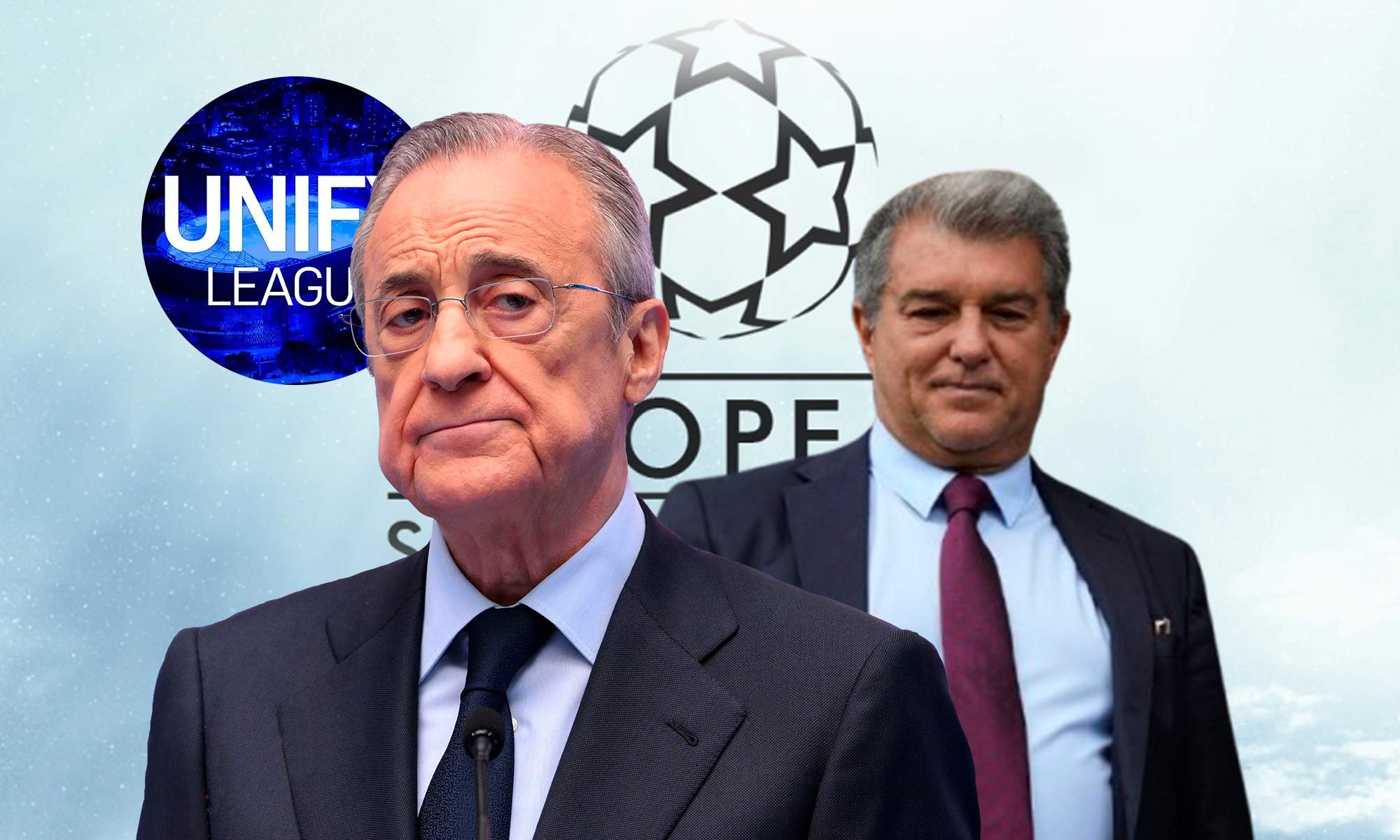Florentino Pérez, Joan Laporta y un wallpaper de la Superliga.
