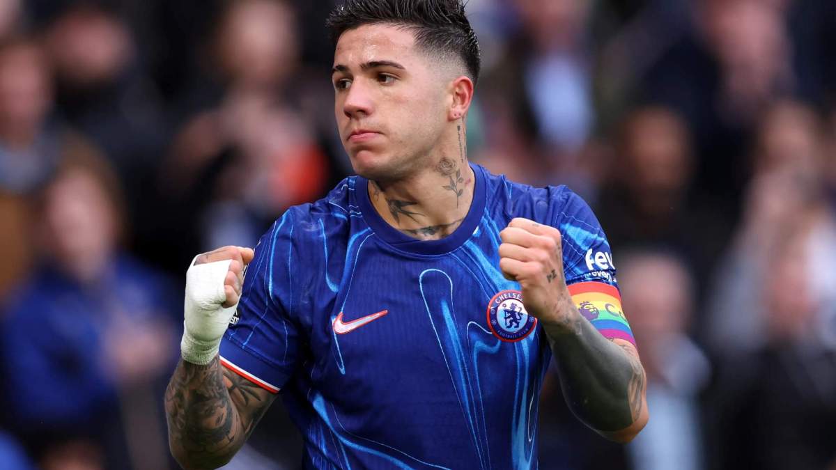 Enzo Fernández, celebrando un gol con el Chelsea. Enzo Fernández, celebrando un gol con el Chelsea.