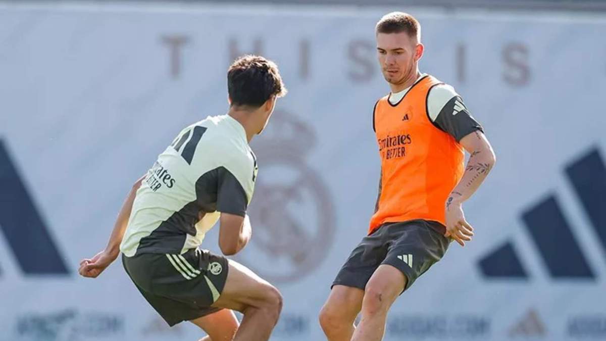 Franco Mastantuono entrenando en el día de hoy