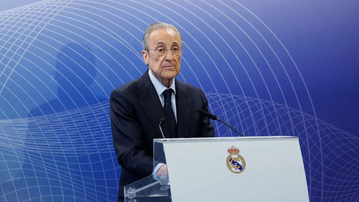 Florentino Pérez durante el acto de esta mañana Florentino Pérez durante el acto de esta mañana