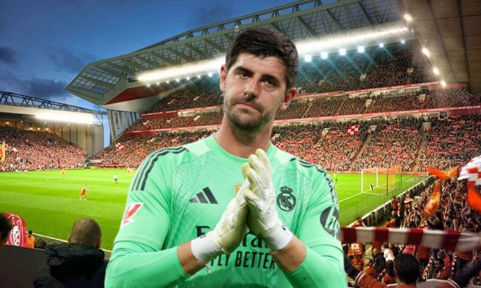 Thibaut Courtois ha empezado a calentar el encuentro de Champions que tiene el Real Madrid contra el Liverpool en noviembre.