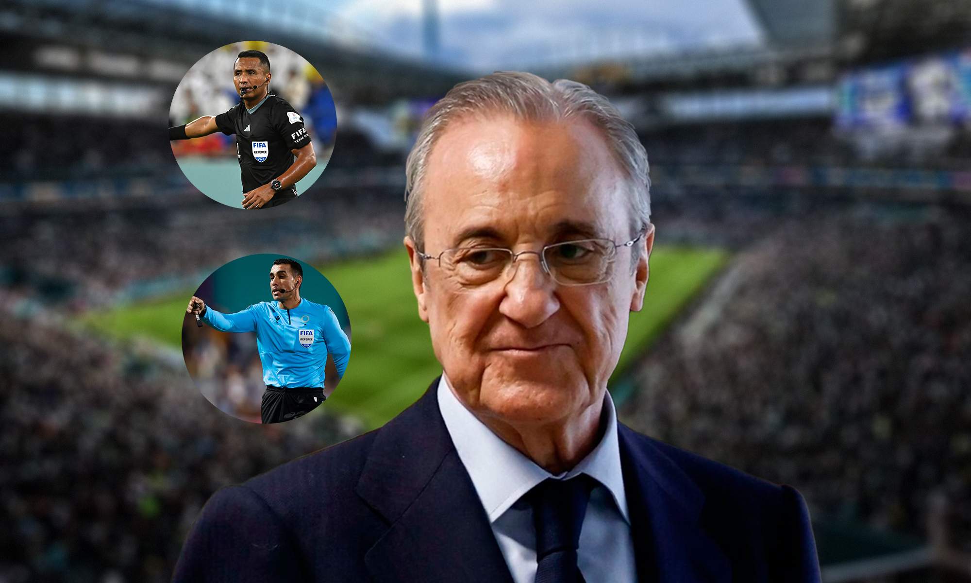 Florentino Pérez y árbitros de la CONCACAF.