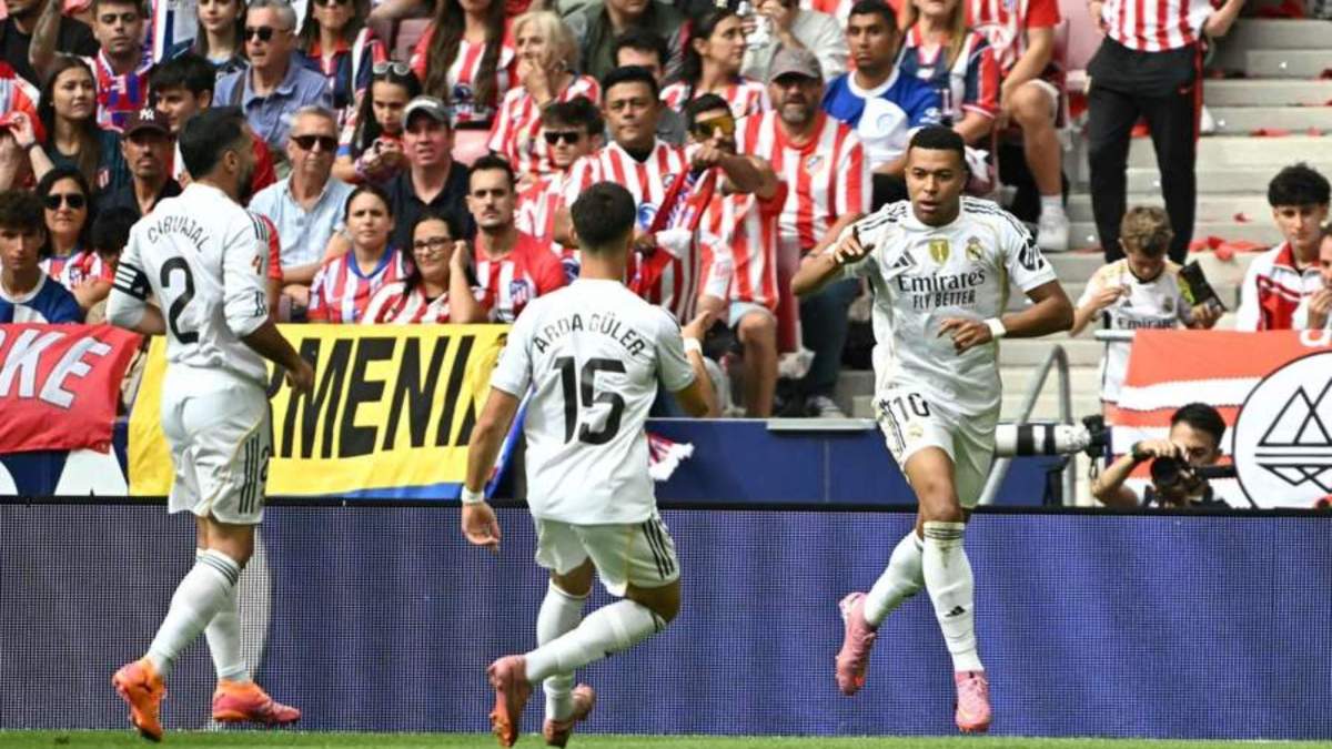 Mbappé celebrando su gol en el Metropolitano Mbappé celebrando su gol en el Metropolitano