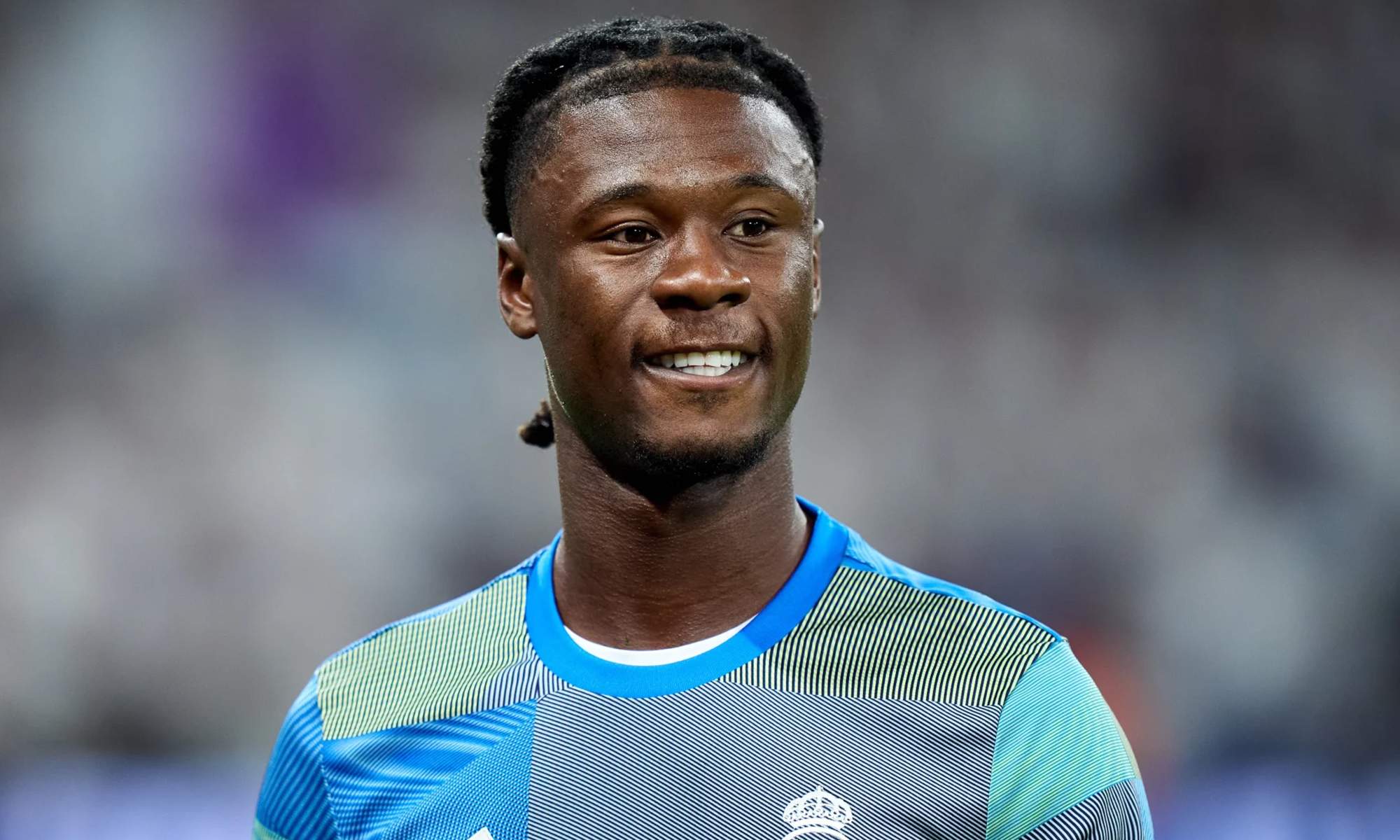 Eduardo Camavinga durante un calentamiento con el Real Madrid.
