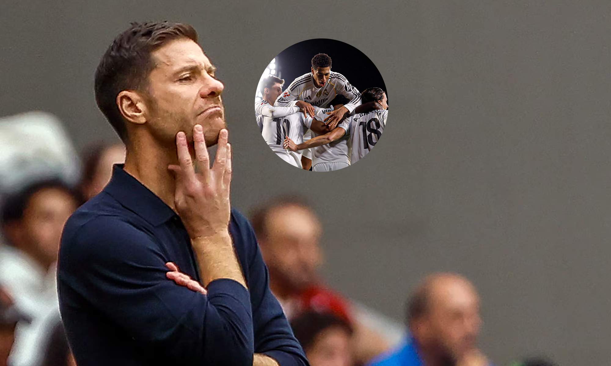 Xabi Alonso y los jugadores del Real Madrid celebrando un gol.