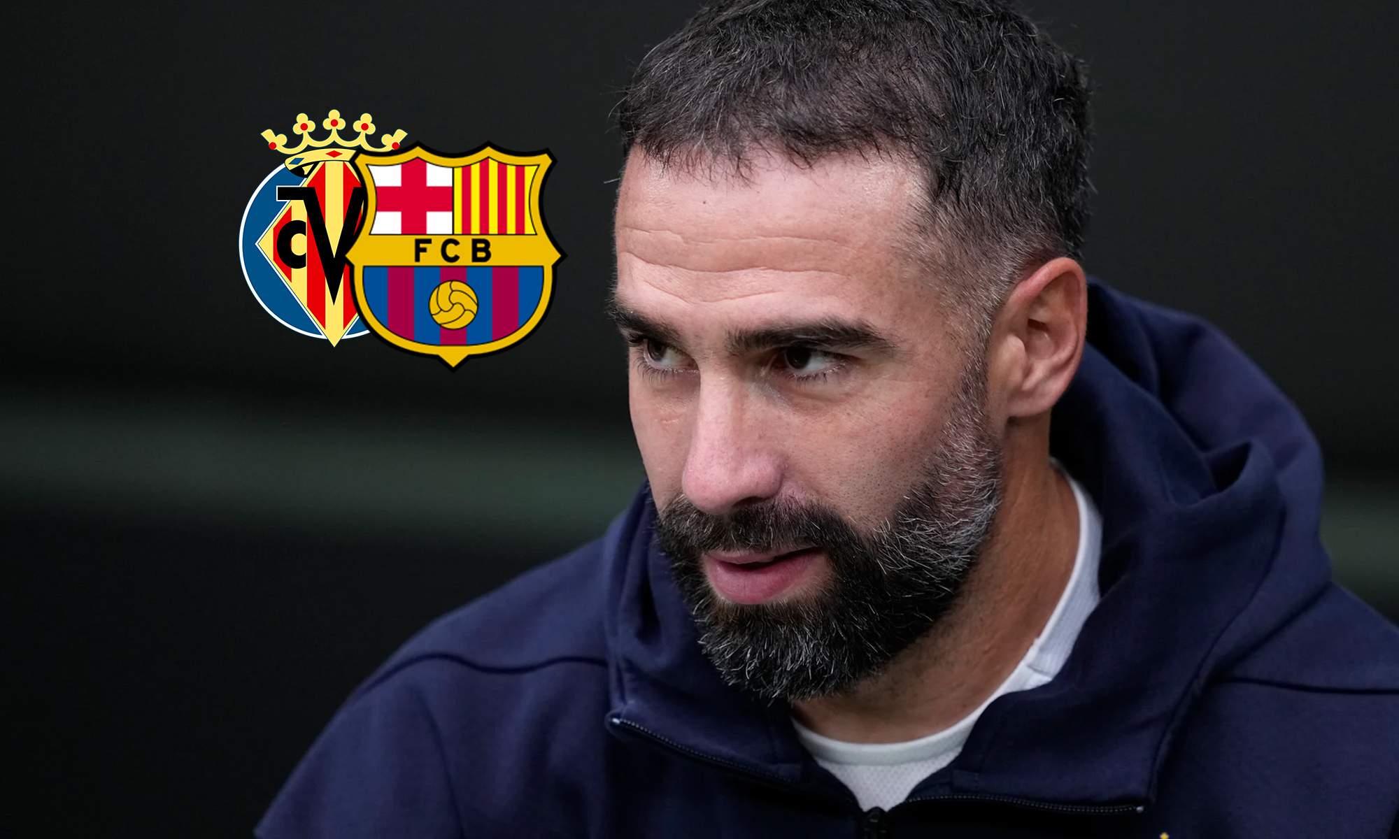 Dani Carvajal y los escudos del Villarreal y el Barcelona. 