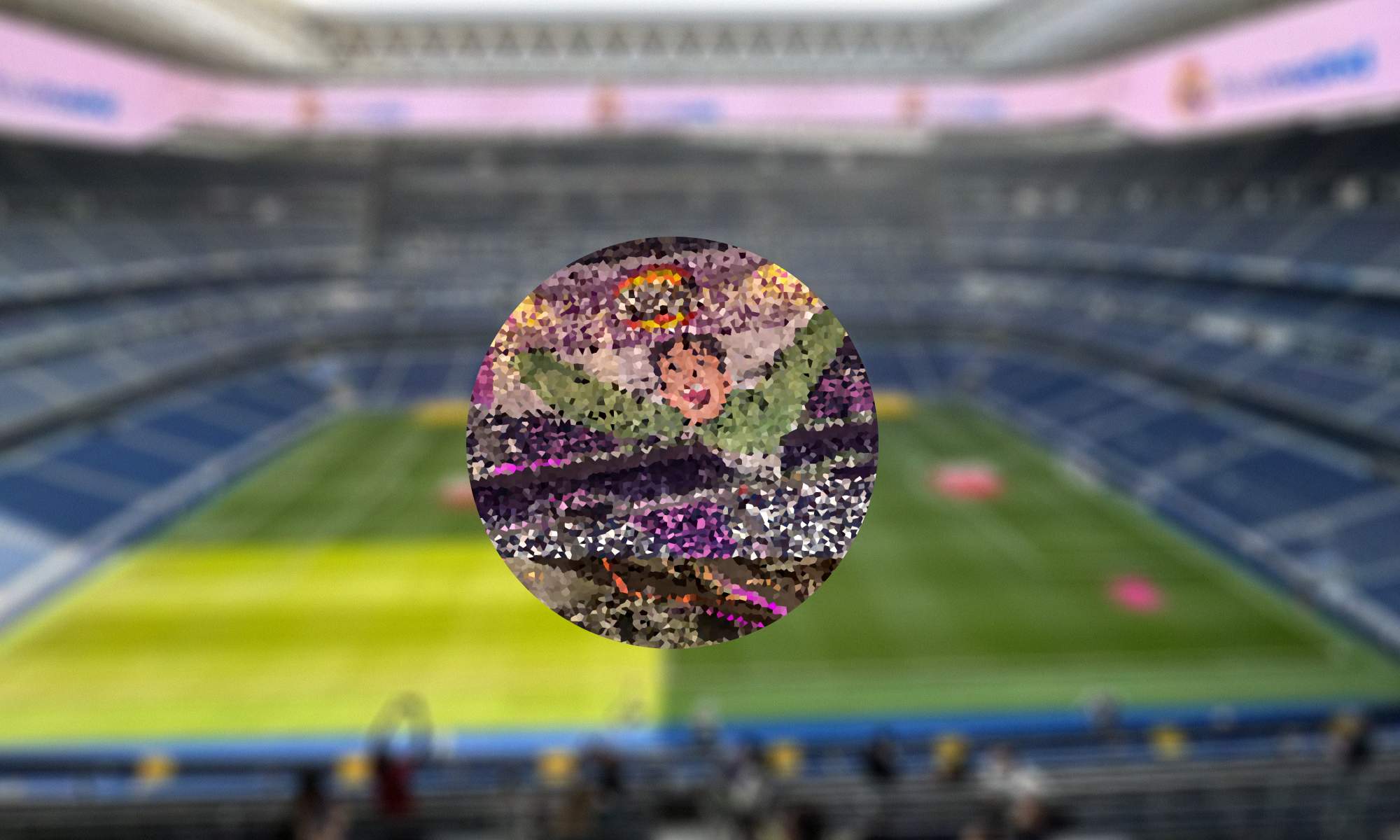 El Santiago Bernabéu y una foto del tifo del Santiago Bernabéu.