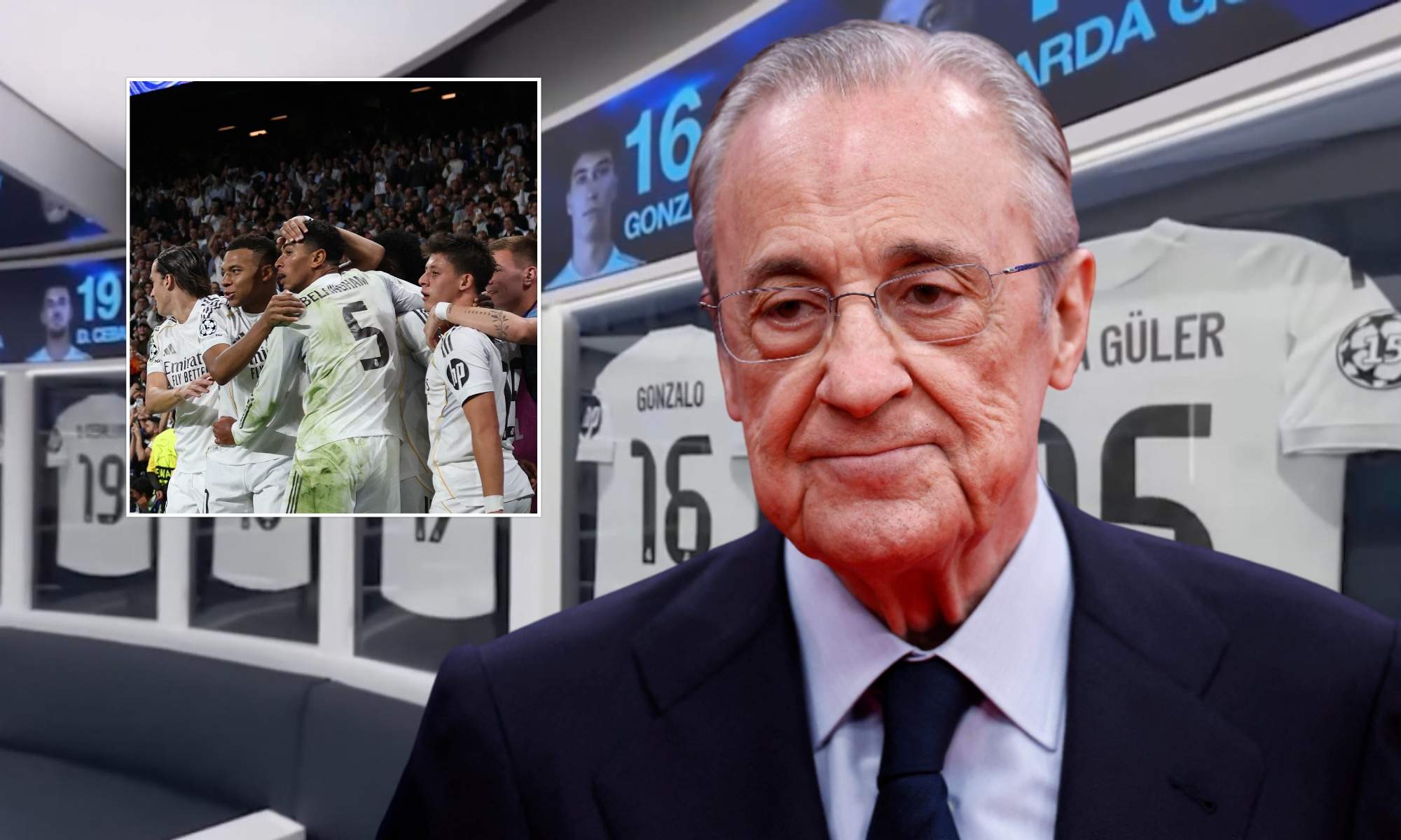 Florentino fue al vestuario tras ganar a la Juventus y ya piensa en el Clásico: "Vamos a j…"