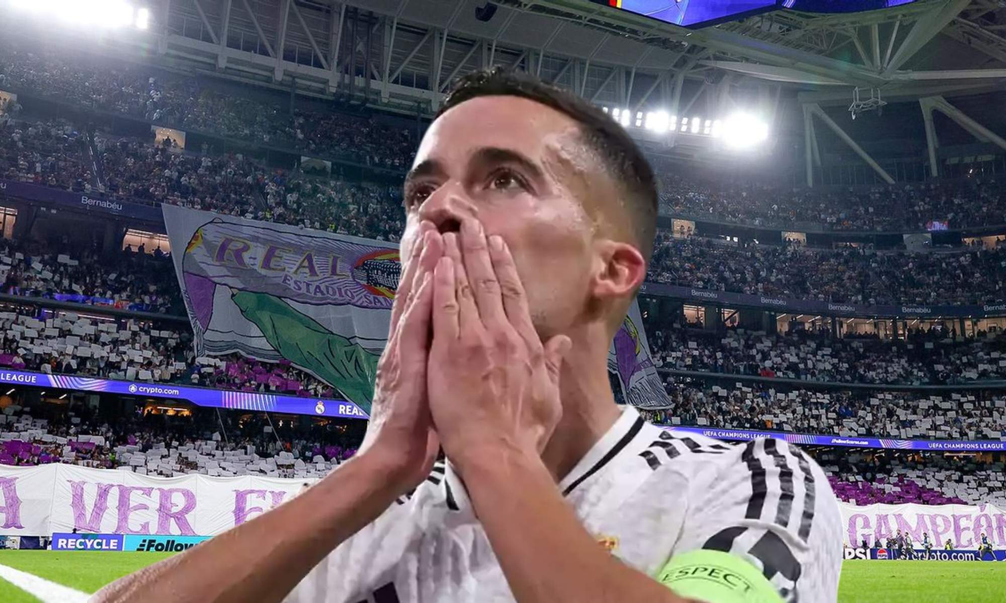 Lucas Vázquez, muy agradecido por el tifo del Bernabéu en su honor