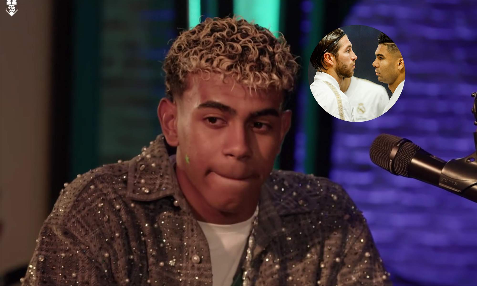 Lamine Yamal en la Kings League y una foto de Sergio Ramos y Casemiro. Lamine Yamal en la Kings League y una foto de Sergio Ramos y Casemiro.