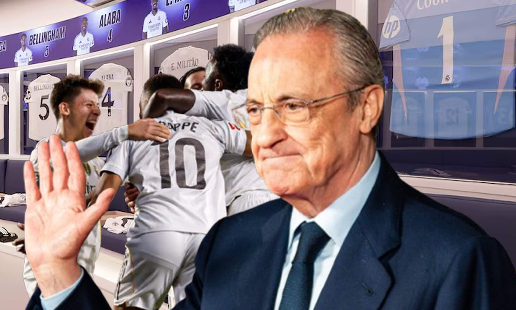 Florentino Pérez, jugadores del Real Madrid y el vestuario.  Florentino Pérez, jugadores del Real Madrid y el vestuario.