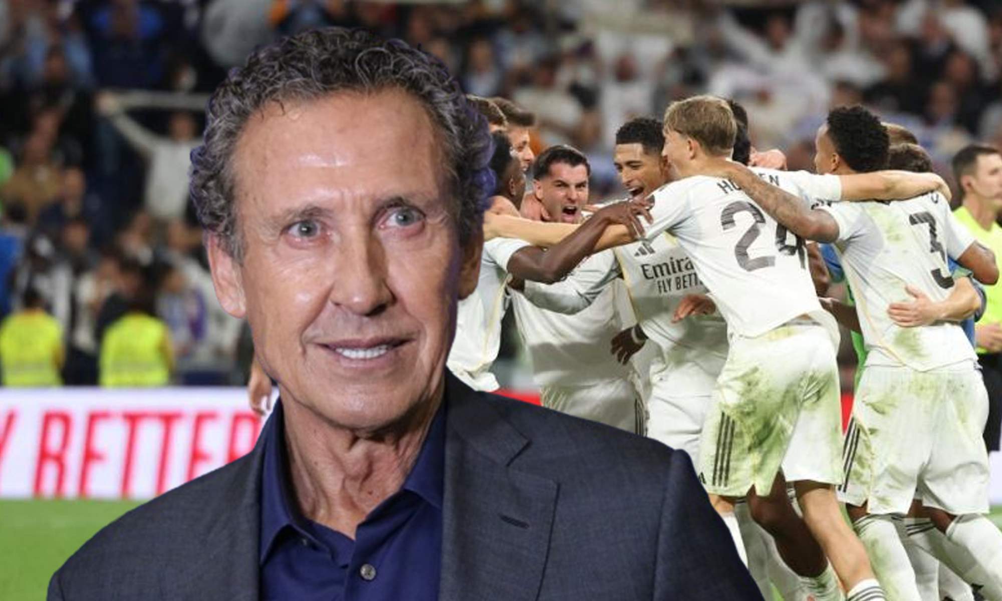 Jorge Valdano y los jugadores del Real Madrid celebrando la victoria del Clásico.