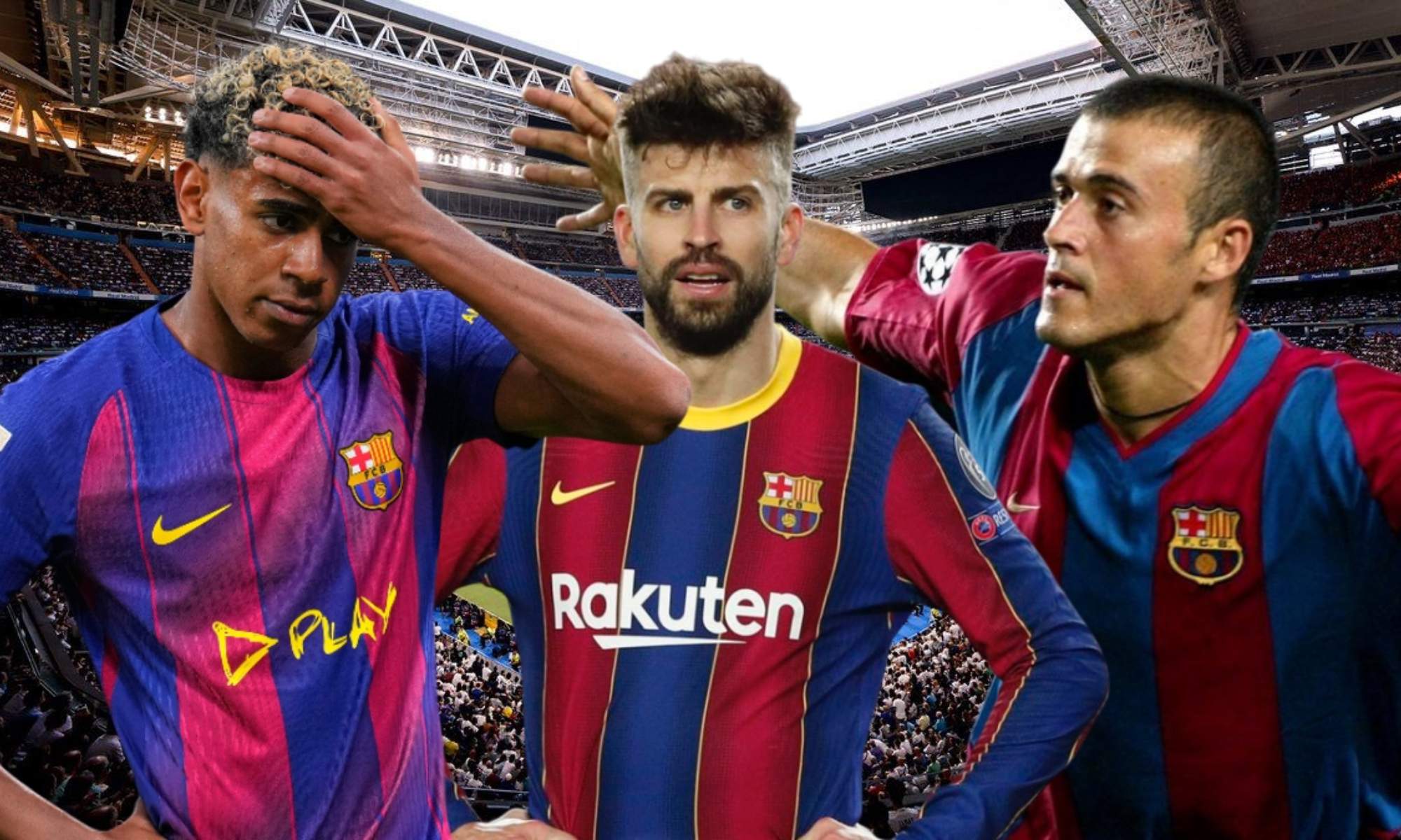 Lamine Yamal, Gerard Piqué y Luis Enrique son futbolistas del Barça que caen muy mal en el Santiago Bernabéu. Lamine Yamal, Gerard Piqué y Luis Enrique son futbolistas del Barça que caen muy mal en el Santiago Bernabéu.