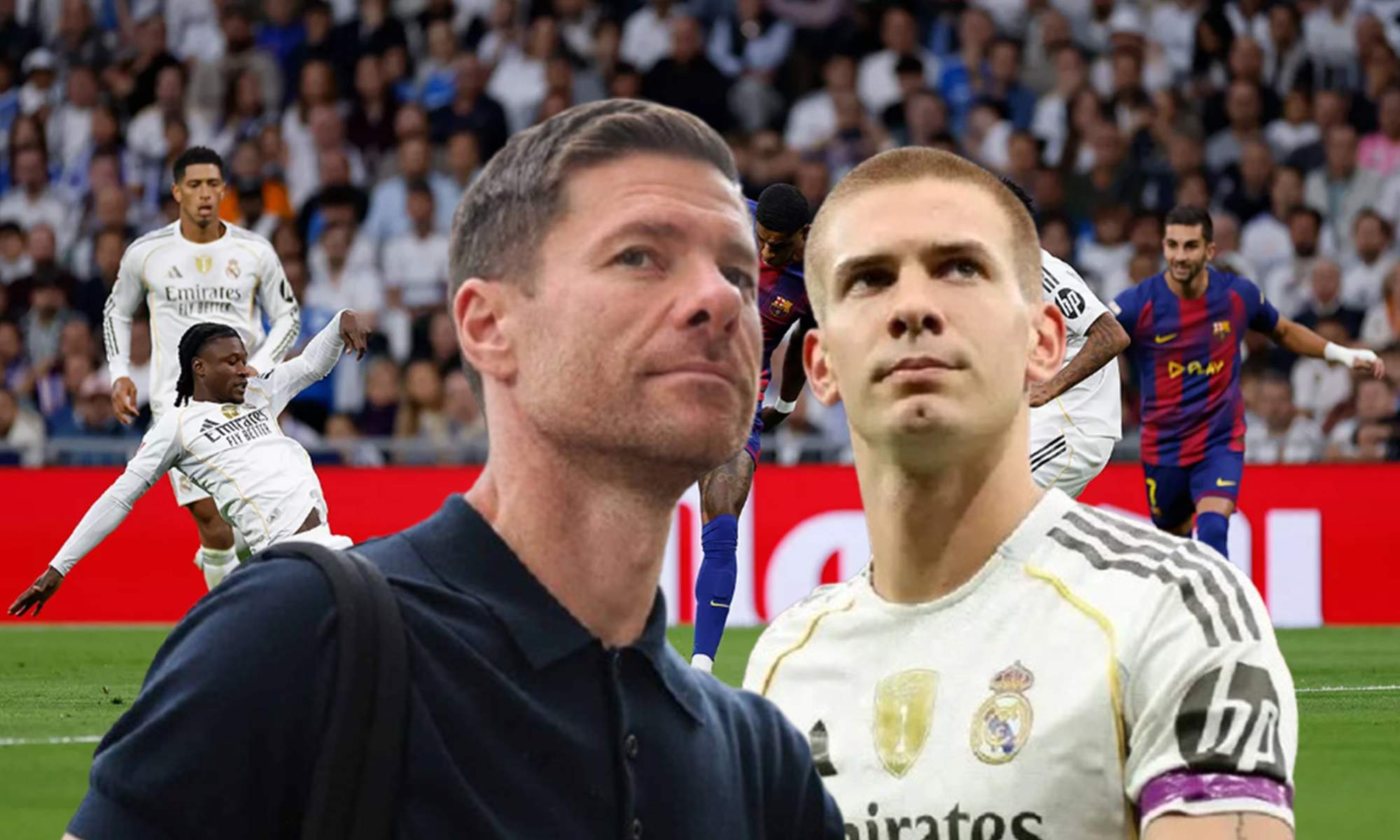 Xabi Alonso, Franco Mastantuono y una captura del Real Madrid - Barcelona. Xabi Alonso, Franco Mastantuono y una captura del Real Madrid - Barcelona.