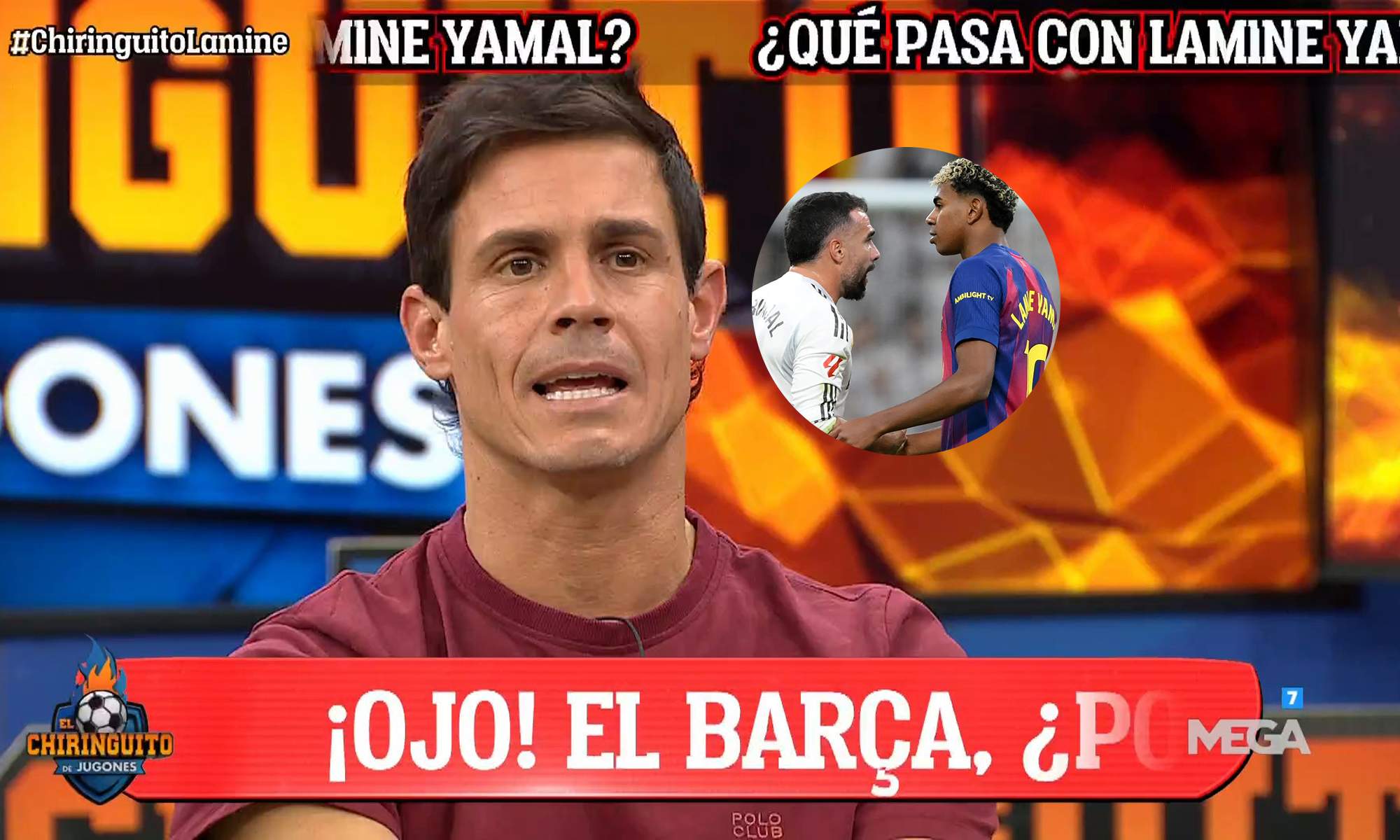 Edu Aguirre y una foto de Dani Carvajal y Lamine Yamal. Edu Aguirre y una foto de Dani Carvajal y Lamine Yamal.