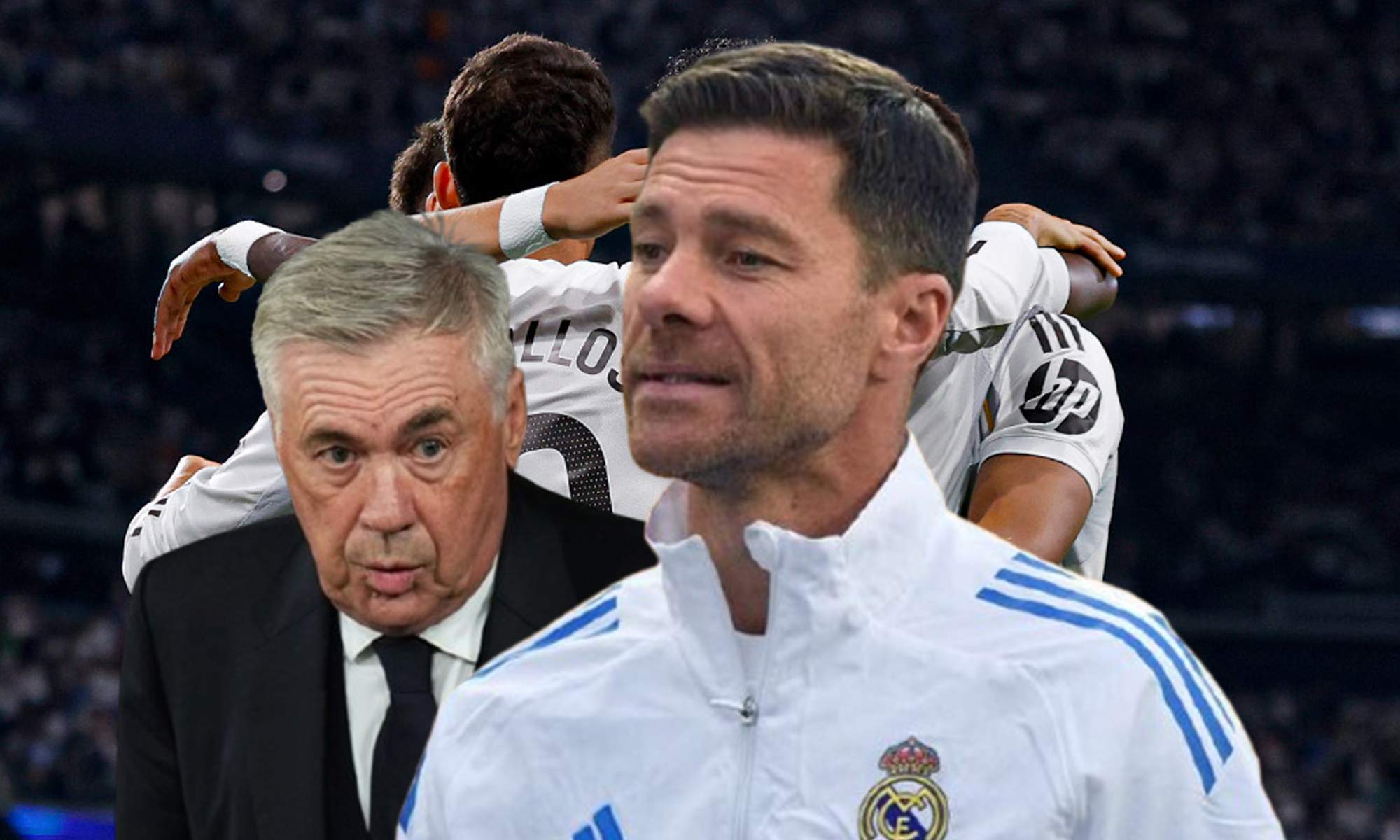 Xabi Alonso, Carlo Ancelotti y jugadores del Real Madrid. Xabi Alonso, Carlo Ancelotti y jugadores del Real Madrid.