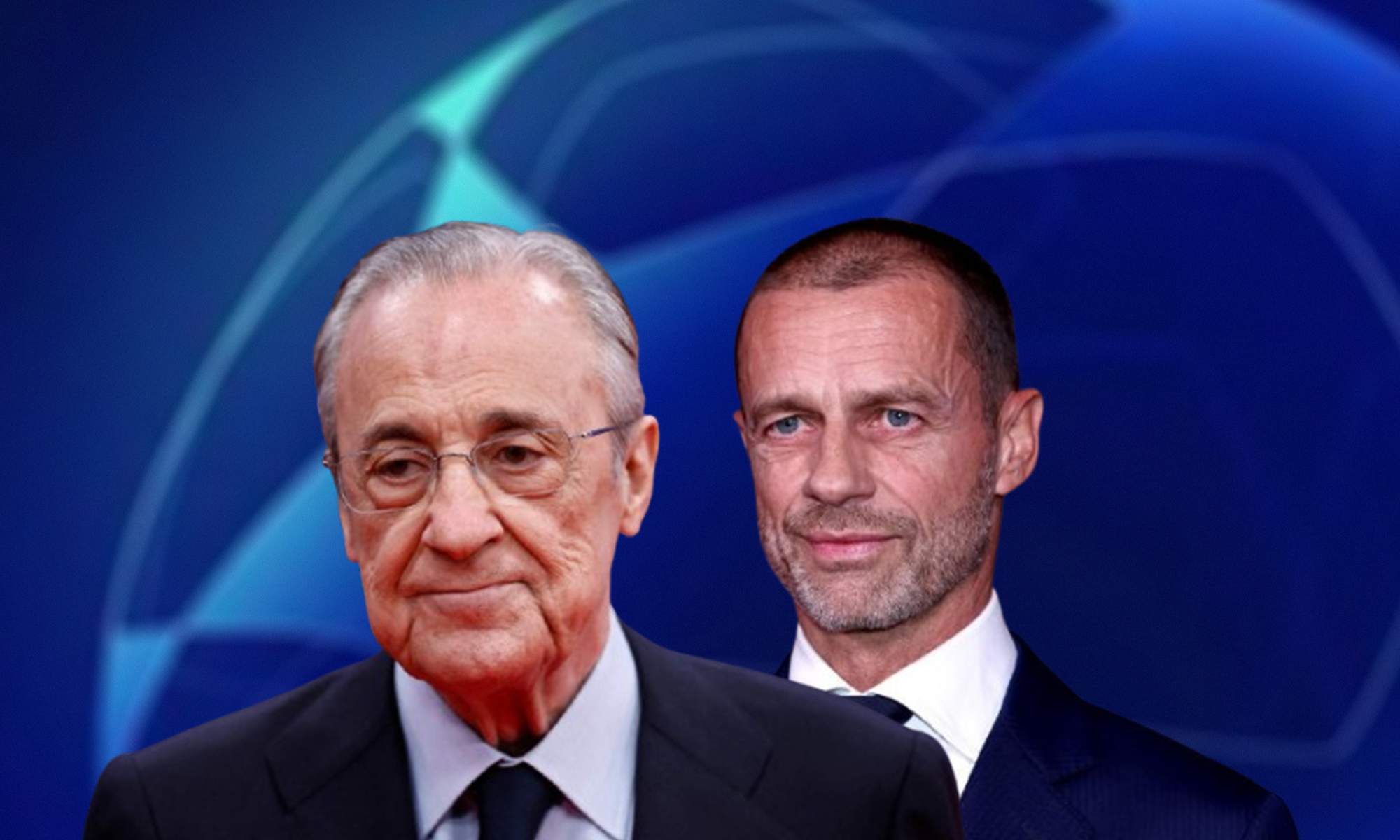 Florentino Pérez, Ceferín y wallpaper de la UEFA. Florentino Pérez, Ceferín y wallpaper de la UEFA.