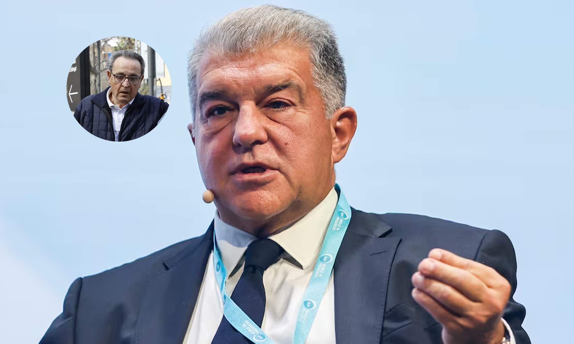 Joan Laporta y una foto de Enríquez Negreira. Joan Laporta y una foto de Enríquez Negreira.