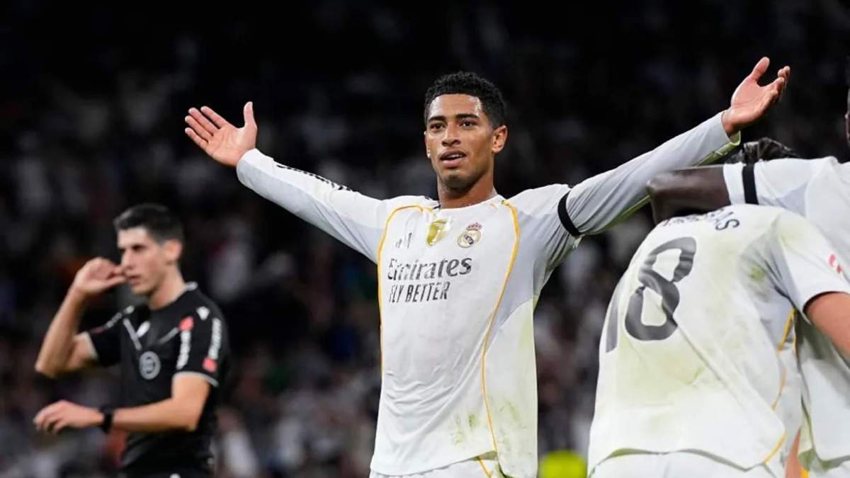 Jude Bellingham, celebrando su gol, el tercero del partido, ante el Valencia. Jude Bellingham, celebrando su gol, el tercero del partido, ante el Valencia.