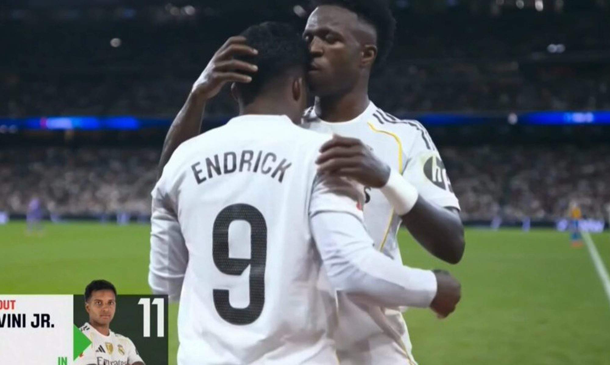 Mensaje de Vinicius a Endrick al oído