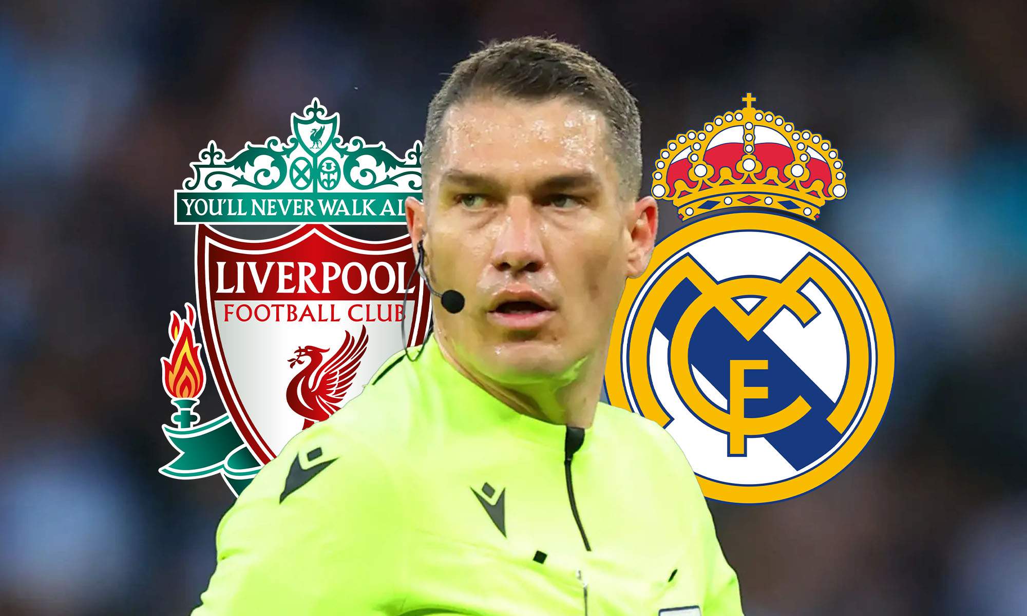 Kovacs con escudo Liverpool y Real Madrid