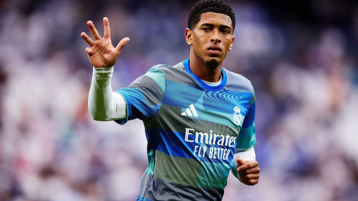 Jude Bellingham durante el calentamiento con el Real Madrid. Jude Bellingham durante el calentamiento con el Real Madrid.