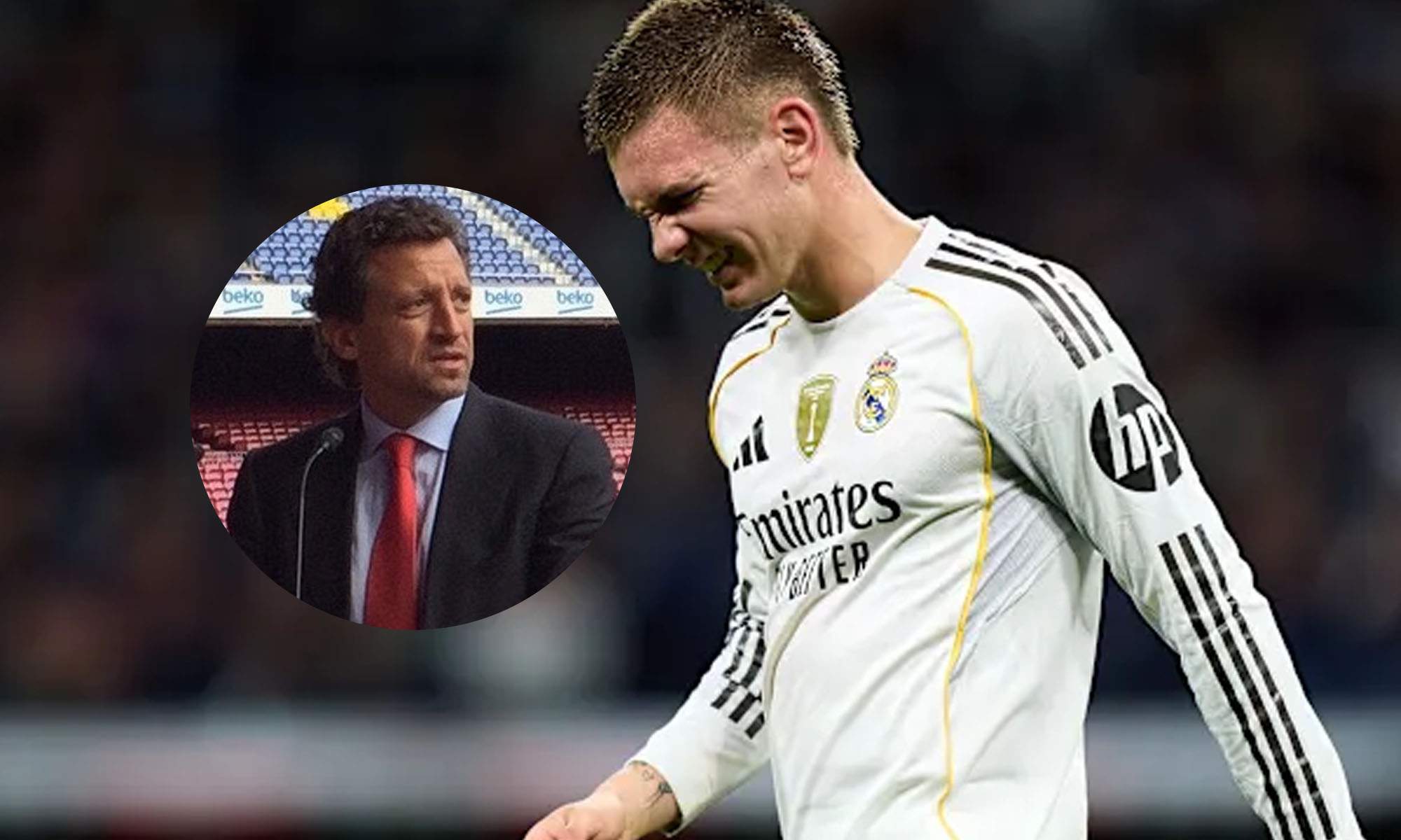 Miguel Angel Cos con Mastantuono molesto