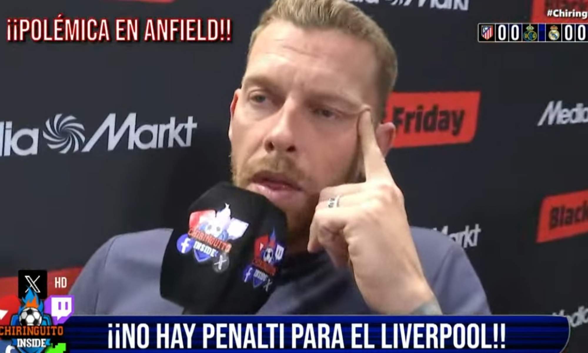 La pataleta de Jota Jordi tras el penalti anulado al Liverpool: "Si ya lo había pitado"