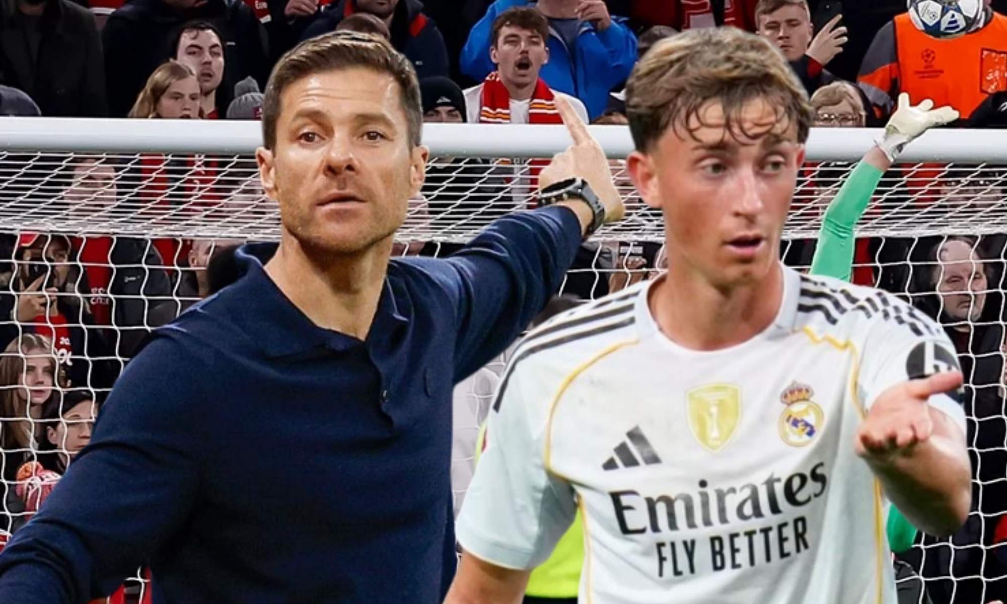 Xabi Alonso ha hablado con Dean Huijsen después del duelo contra el Liverpoole en Anfield.