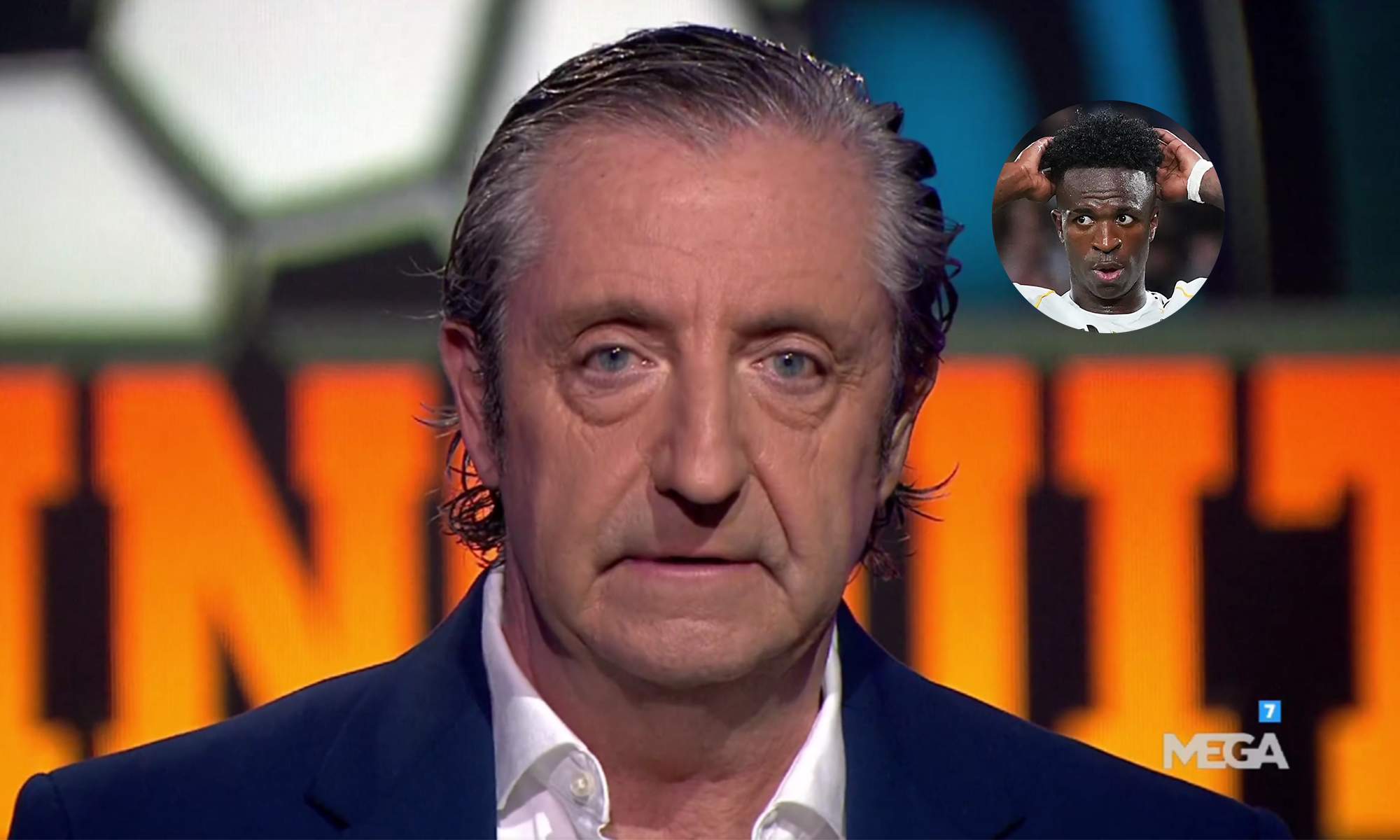 Josep Pedrerol y una foto de Vinícius Júnior.