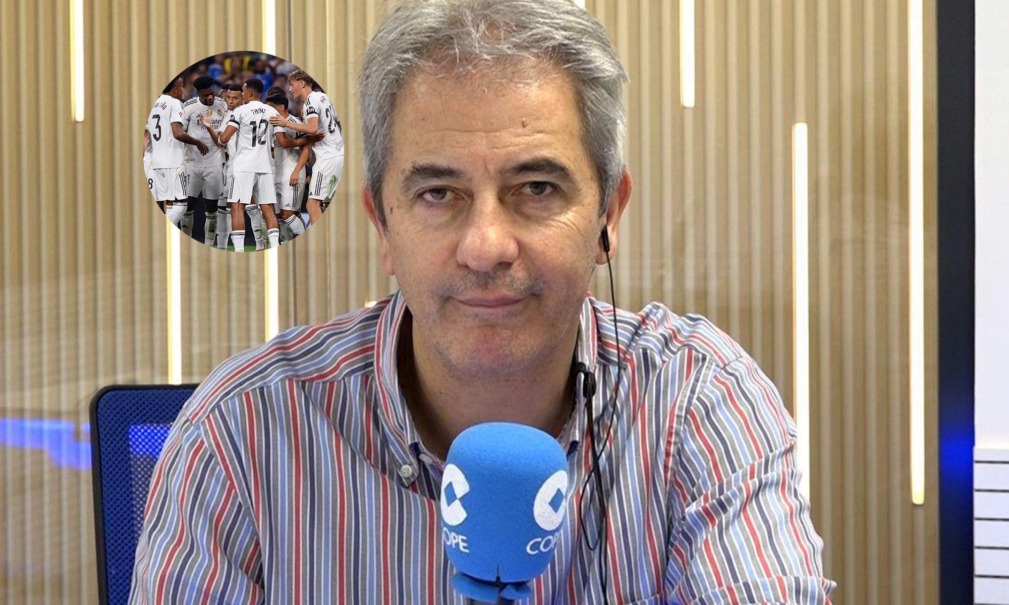 Manolo Lama y jugadores del Real Madrid.