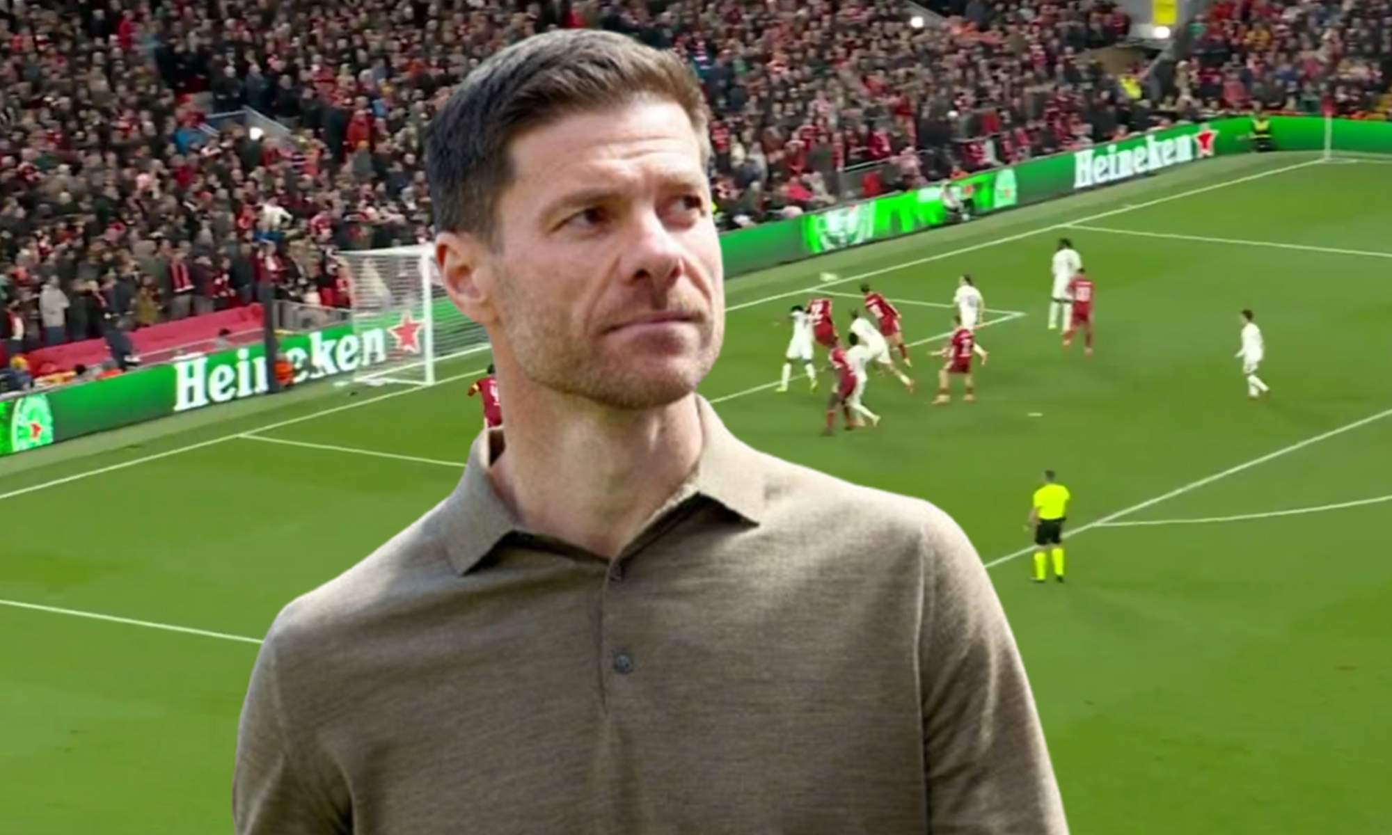 Xabi Alonso y una captura del Liverpool - Real Madrid.