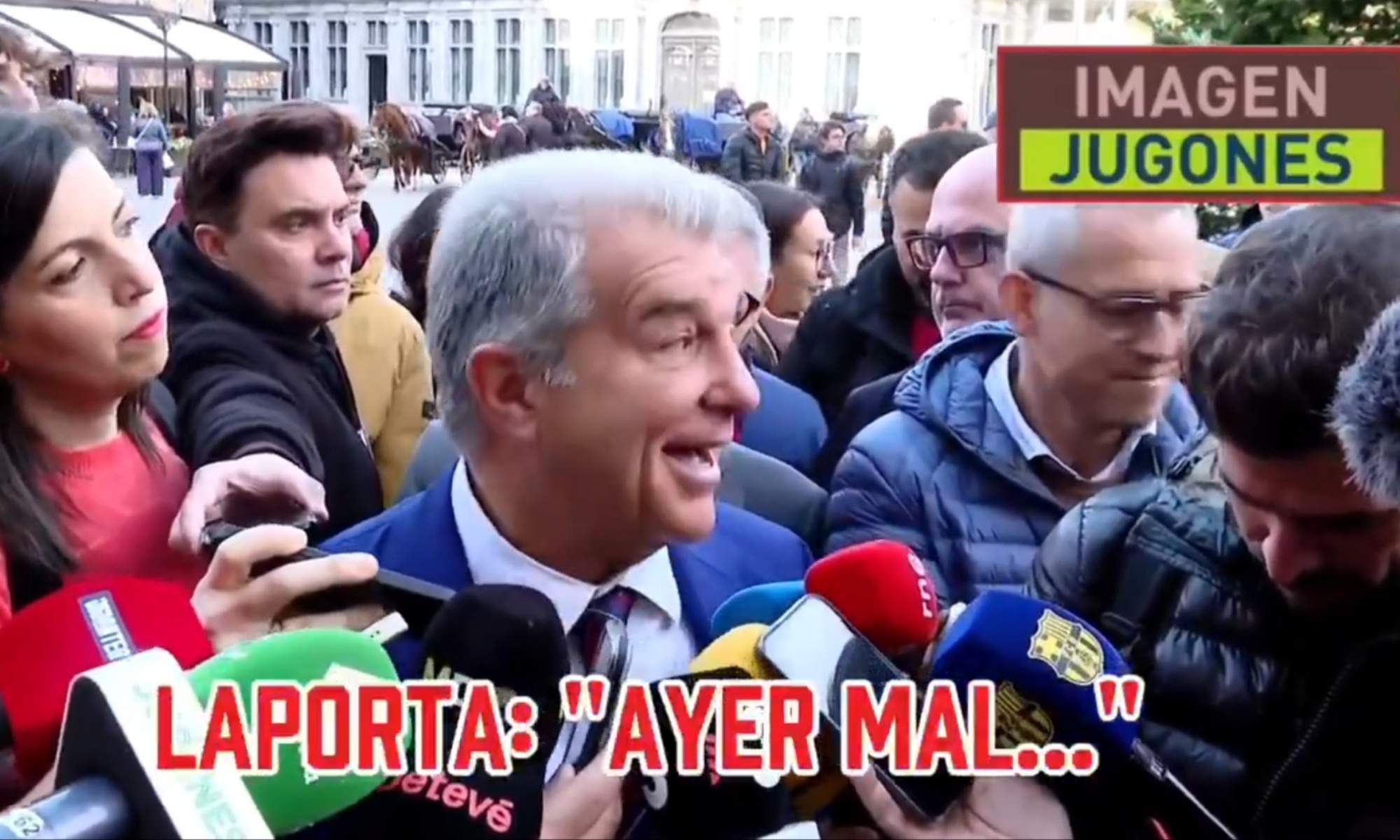 Laporta se hace el gracioso ante la prensa pelota para reírse del Real Madrid: "Ayer mal"
