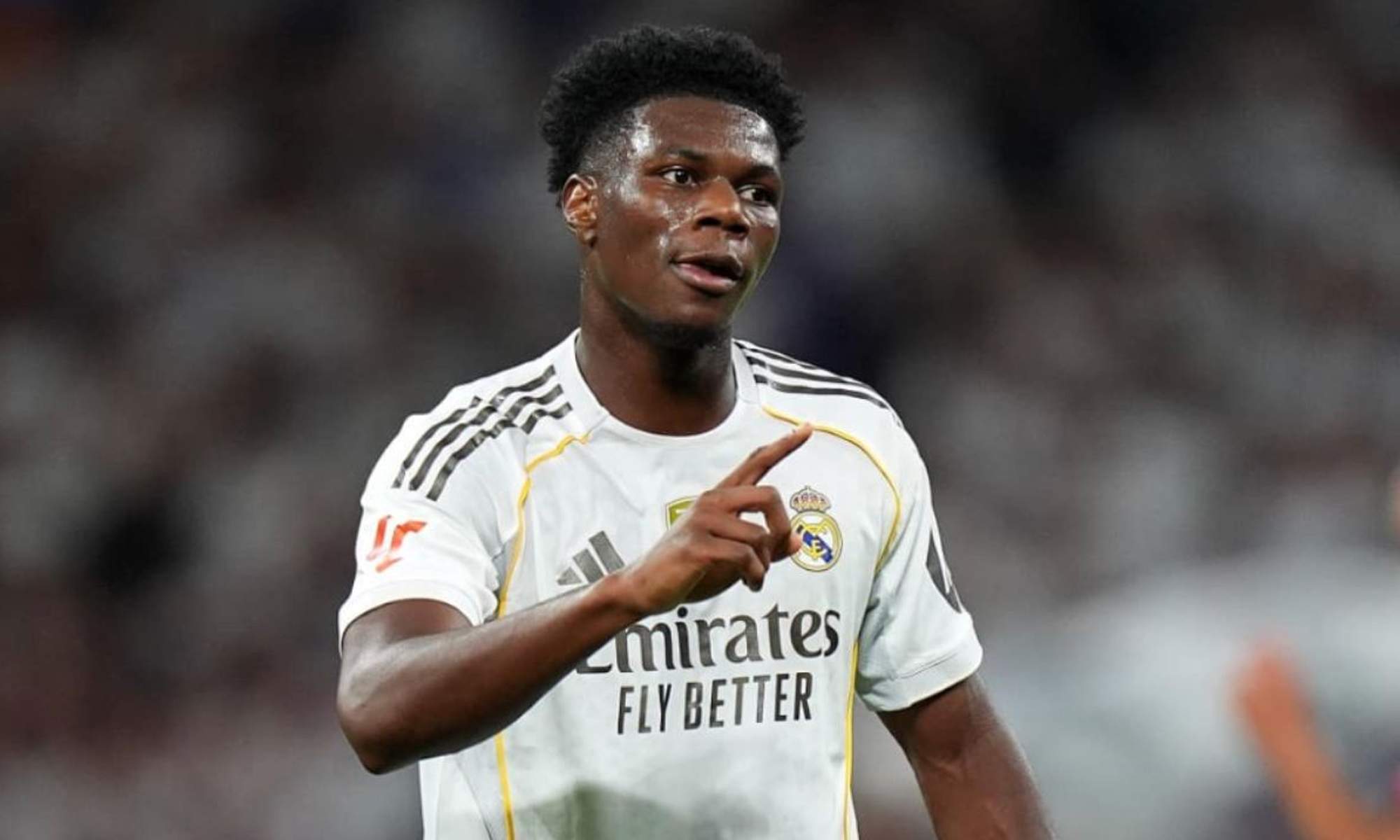 Aurélien Tchouaméni durante un partido del Real Madrid.