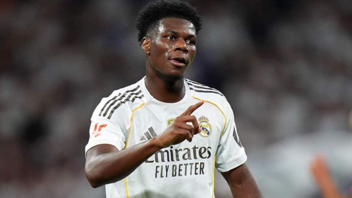 Aurélien Tchouaméni durante un partido del Real Madrid.