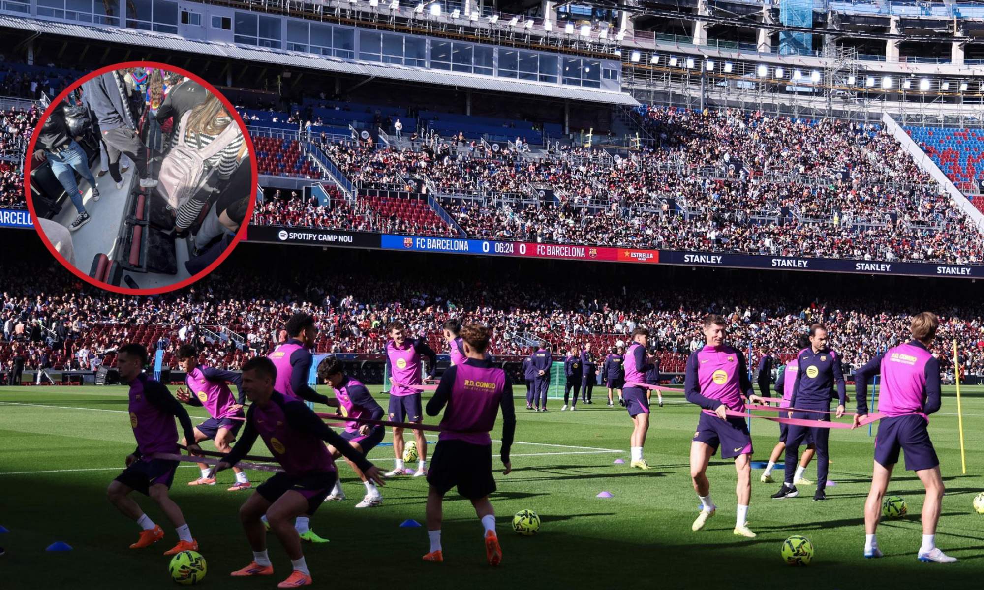 El Barça ha entrenado esta mañana en el Camp Nou, pero los problemas con las obras del estadio no paran.