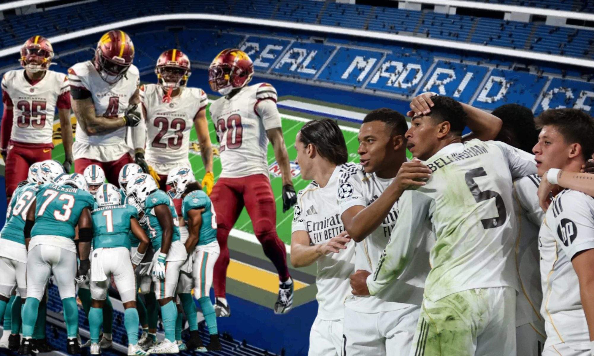 Un jugador del Madrid en el partido de la NFL Un jugador del Madrid en el partido de la NFL